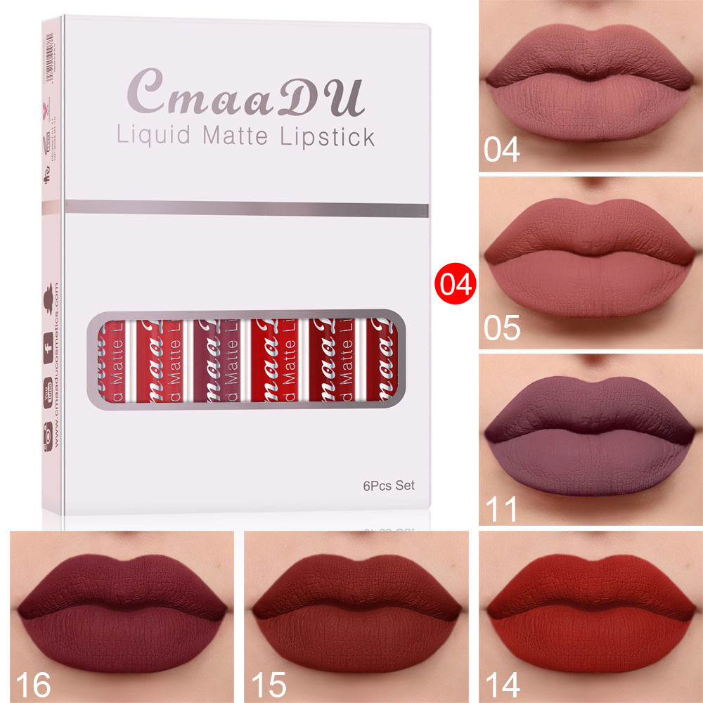 Matte Waterproof Long-Lasting Lipstick Set | 6-Piece Non-Stick Cup Lip Gloss Collection