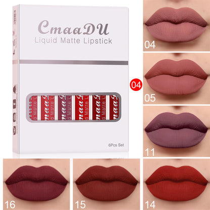 Matte Waterproof Long-Lasting Lipstick Set | 6-Piece Non-Stick Cup Lip Gloss Collection