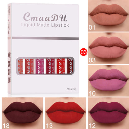 Matte Waterproof Long-Lasting Lipstick Set | 6-Piece Non-Stick Cup Lip Gloss Collection
