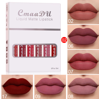 Matte Waterproof Long-Lasting Lipstick Set | 6-Piece Non-Stick Cup Lip Gloss Collection