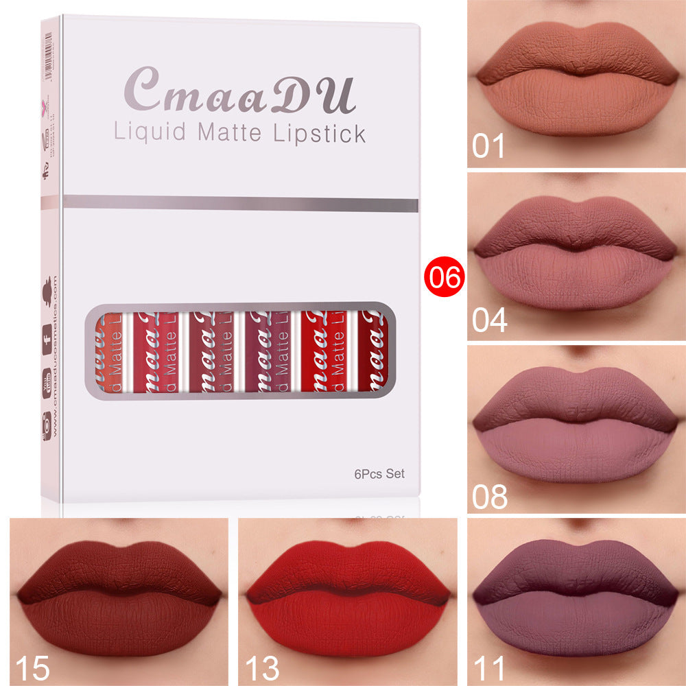 Matte Waterproof Long-Lasting Lipstick Set | 6-Piece Non-Stick Cup Lip Gloss Collection