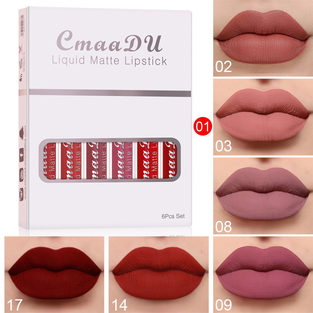 Matte Waterproof Long-Lasting Lipstick Set | 6-Piece Non-Stick Cup Lip Gloss Collection